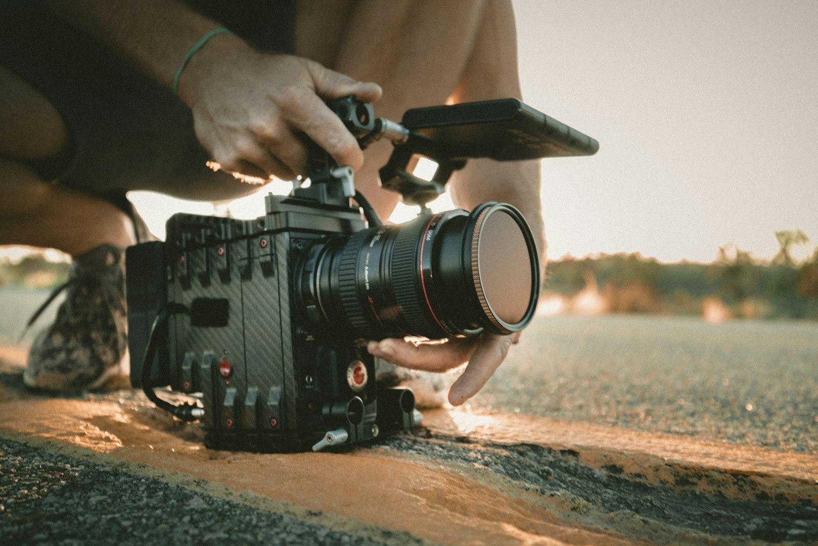 Video camera set up to film